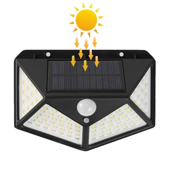 Zunanji Solar Powered Vrt Lučka 100 LED Nepremočljiva Senzor Gibanja, Sončne Stene Vrtne Luči