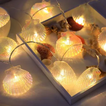 LED Luči Seashell Niz Luči Lupini Pravljice Luči Baterijski pogon na Prostem Led Garland Za Božič Wedding Party Doma Dekor