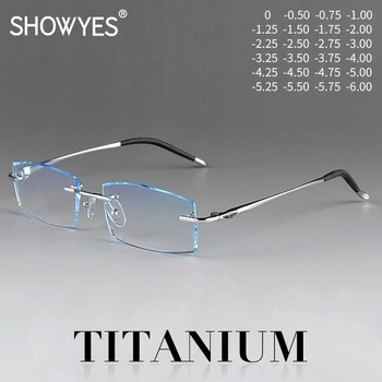 Titana Moških Modra Svetloba Filter Očala Za Kratkovidnost Očala Računalnik Ti Rimless Okvirji Recept Dioptrije Brez Okvirjev Oči Očala