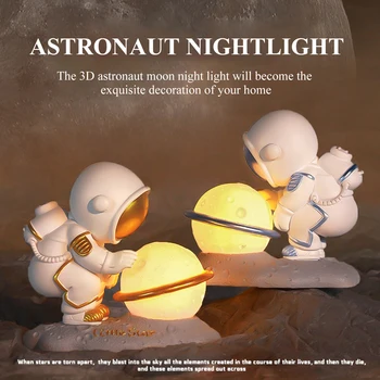 3D Astronavt Desklamp Smolo Mini Zaščito za Oči Lučka Doma Dekor Noč Lahka 3D Luna Astronavt Soba Študija Namizno Dekoracijo Lučka