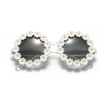 Klasična Daisy Okrogla sončna Očala Sončnično Robom Ženske Ogledalo za sončna Očala UV400 Daisy Robom Dekor Party Očala