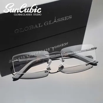 SunCubic Kratkovidnost Rimless Očala Očala Poslovni Moški Men Ženske Female Ultra-Lahkih Velike Recept Kvadratnih Očala G176