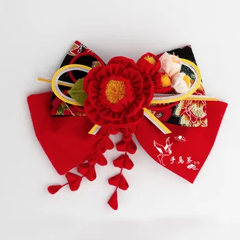 ročno Japonski kimono iz svile Poročne Lolita rdeča/črna camellia velika loka ostra hairclip Horquilla nupcial japonesa