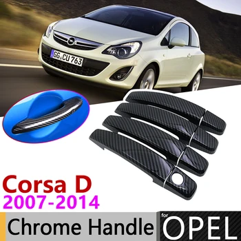 Črna Ogljikovih Vlaken Vrat Ročaj Kritje za Opel Corsa D 2007~2014 Vauxhall 2011 2012 2013 Avto Dodatki Nalepke Trim Nastavite google Chrome