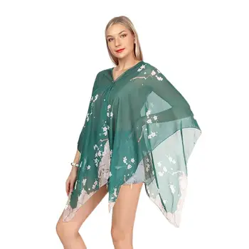 Poletni šal šal za Ženske lahki Imitacije svile za zaščito pred Soncem rute elegantno bikini prikriti, Šifon Plaži obloge