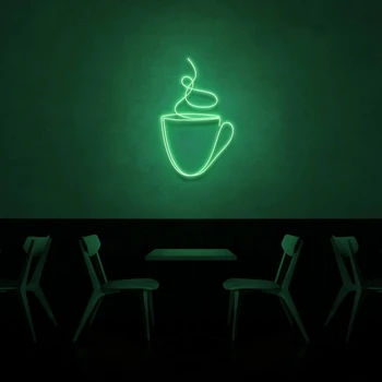 Kava Neon Znak USB Pogon za Soba Dekor, LED Neon Luči Zatemniti Noč Luč za Cafe Bar Restaurant Wall Art
