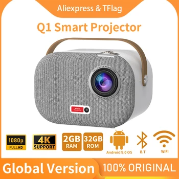 Svetovni TFlag Q1 Prenosni Full HD 1920*1080P 4K LCD Smart Android 9.0 Wifi, Mini LED Video Home Theater 1080P Projektor 2+32 G