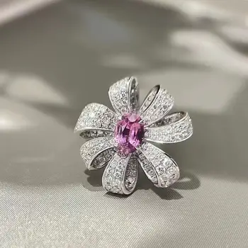 JM65 Pink Sapphire Prstan Resnično Čisto 18K Naravnih Pink Sapphire dragih kamnov 0.829 ct Diamanti Kamen Ženski Prstan