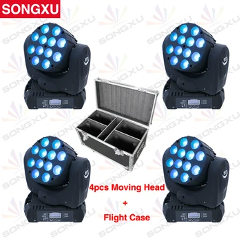 SONGXU 4pcs/veliko 12x10w RGBW 4in1 LED Svetlobni Gibljive Glave Luči z 4in1 Let Primeru Paket/SX-MH1210A