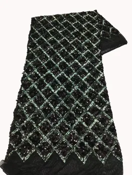 Afrika je novega diamond kvadratnih mozaik sequins tkanine, Nigerija elegantno high-end ženske stranka obleke, obleko 5 metrov