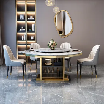 Svetlobno razkošje sodobne in pogodbeno, multi-funkcijo marmorja, skladiščenje krožne jesti za mizo in stol