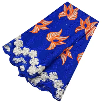 Moda Modra Švicarski Voile Čipke v Švici Afriške Vezenine, Čipke Afriške 100% Bombažne Tkanine Nigerijski Čipke Za Obleko Tkanine
