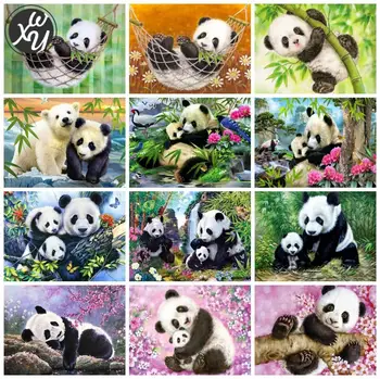 Panda Diamond Slikarstvo Kompleti za Odrasle Diamond Mozaik Srčkan Živali 5D Polno Diamond Vezenje Navzkrižno Šiv Kompleti Diamantno Art Dekor