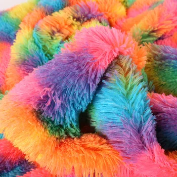 1yard gradient mavrica zajec lase tie-dye igrača žametne tkanine plišastih specializiranimi za umetno krzno tkanine oblikovalec plašč volne odeja oblačila tkanine