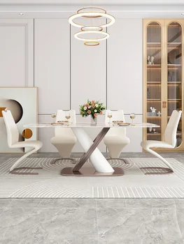 Svetlo skrilavca jedilno mizo sodobne preprosto razkošje gospodinjstev majhno stanovanje pravokotnik oblikovalec new jedilno mizo in stol combinati