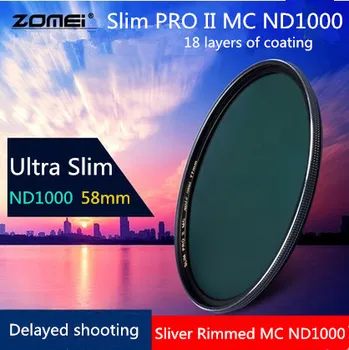 58mm Novo Zomei Ultra Slim MC ND1000 ND3.0 1000X 10 Ustavi Iver Rimmed Stekla Nevtralni ND Filter za Canon, Nikon Tamron