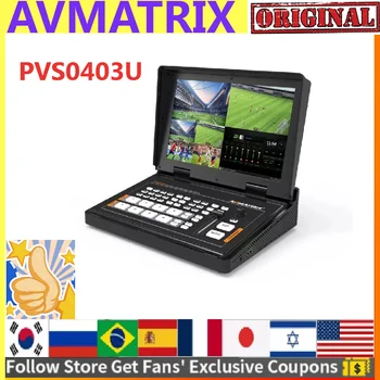 Avmatrix PVS0403U Video Preklopnik Prenosni 10.1 Palčni 44-CH SDI, HDMI je združljiv Multi-Format Živo Preklopnik PK HVS0403U
