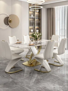 Jedilno mizo je lahka in luksuzno in high-end nov slog rock ploščo gospodinjski jedilna miza je moderno in enostavno, rect