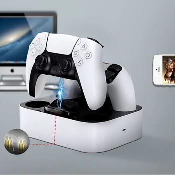 Za PS5 Gamepad Polnilnik Brezžični Krmilnik Dvojno napajalno postajo z LED Indikator za Playstation5 Krmilnik PS5 Dodatki