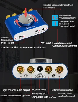 XY-KA50L Bluetooth 5.0 Ojačevalnik Odbora 2*50 W 2.0 Kanalni Audio Stereo močnostni Ojačevalnik Odbor AMP 3.5 MM AUX USB AMP