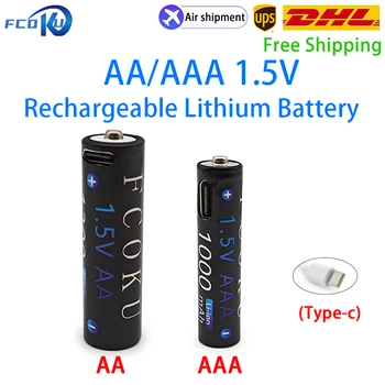 Novo AA 1,5 V 1300mAh+AAA 1,5 V 1000mAh USB Polnilna Litijeva Baterija,S Tip-C Kabel,Za Igrača Brezžično Miško Daljinski upravljalnik