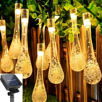 Kaplja vode LED Sončne Svetlobe Niz Luči 2023 Božič Stranka Pravljice Luči Vrt Garland Nepremočljiva Prostem Lučka Dekor