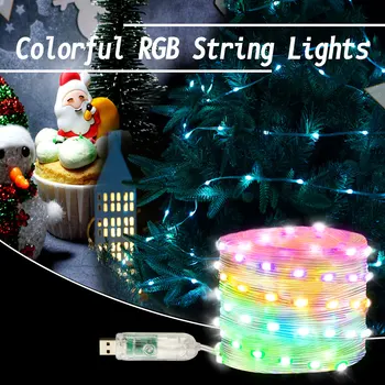 10M USB RGB LED Pravljice Luči Barvit Vrt Niz Luči z Oddaljenim Garland za Poroko Praznik, Rojstni dan Dekoracijo