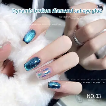 12 Barv Mačje Oko lak Zdrobljen Vaja Kristalno Diamond Bleščice Mačka Oči Magnetni Lak, Gel za Nohte Art Design UV Gel Nohtov Art