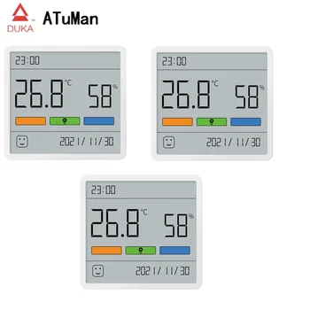 DUKA Atuman 3.67 palčni Digitalni Temperaturni Senzor Vlažnosti Ura TH1 LCD-Zaslon Notranji Dom, Otroške Sobe Termometer, Higrometer