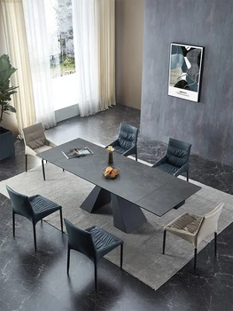Italijanski uvoženih rock mizo in stol kombinacija zložljive sodobne preprosto razkošje, velikost gospodinjstva, svetlo jedilna miza