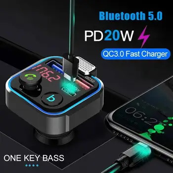 UKV-Oddajnik Avto Bluetooth 5.0 Brezžični Prostoročni Avdio Sprejemnik Avto MP3 Player PD20W QC3.0 3.1 2USB Hitro Polnilnik Avto Polnilec