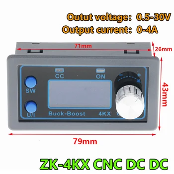 ZK-4KX CNC DC DC Buck Boost Converter CC CV 0.5-30V 4A Power Modul Nastavljiv Urejeno napajanje Za Solarno Polnjenje Baterije