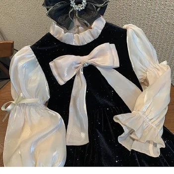 Dekleta Pasja Princesa Obleke Otrok Slavnostno Novo Dolge Rokave Moda Baby Priložnostne Obrabe 1-10Ys Vestidos Otroci Oblačila
