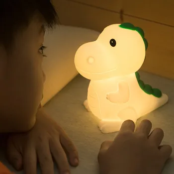LED Ustvarjalne Dinozaver Barve Silikonski Mala Nočna Lučka za Polnjenje po vmesniku USB Topla Svetloba Pisane Zatemnitev Okolja namizne Svetilke Darilo Igrača