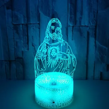 Nighdn 3D Iluzije Jezus Night Light Svetilka na Dotik 7 Barv Spreminjanje USB Tabela Namizno Svetilko Ustvarjalno Darilo Doma Spalnica Odlikovanja