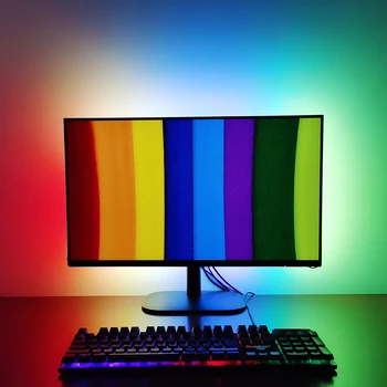 Enostavno DIY Okolja Komplet za Računalnik Namizni RAČUNALNIK, se Osvetlitev Zaslona Osvetlitev RGB 5V WS2812B USB LED Trak 1M 2M 3M 4M 5M Celoten Sklop