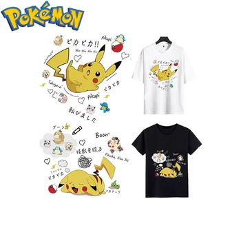 Pokemon Anime Okoli Pikachu Oblačila T-shirt Žigosanje Srčkan Charmander Toplote TransferStickers Oblačila AccessoriesChildren Igrače